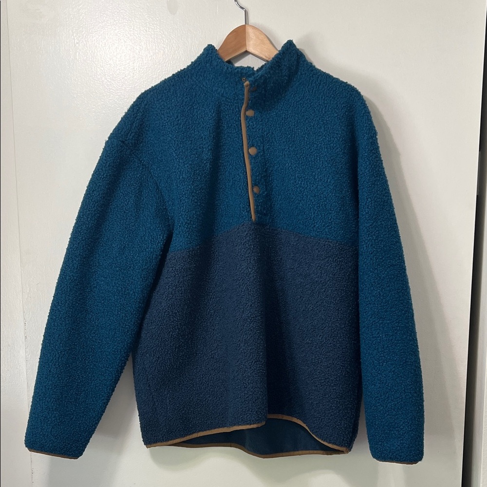 Old Navy Two-Tone Teal & Navy Sherpa Zip Pullover